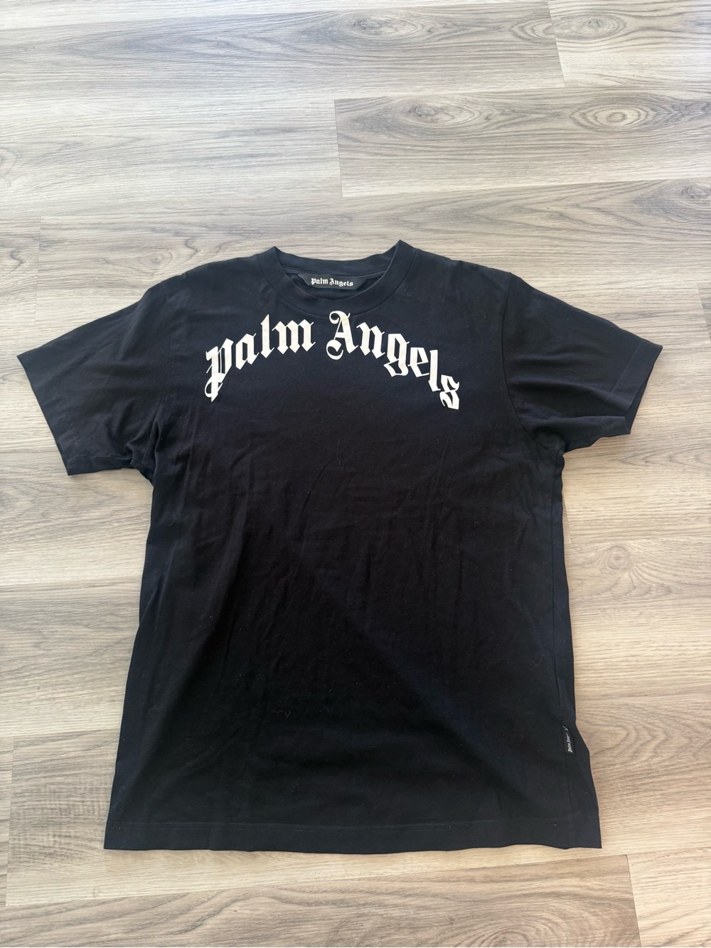 Palm Angels Black Tee with White Gothic Script